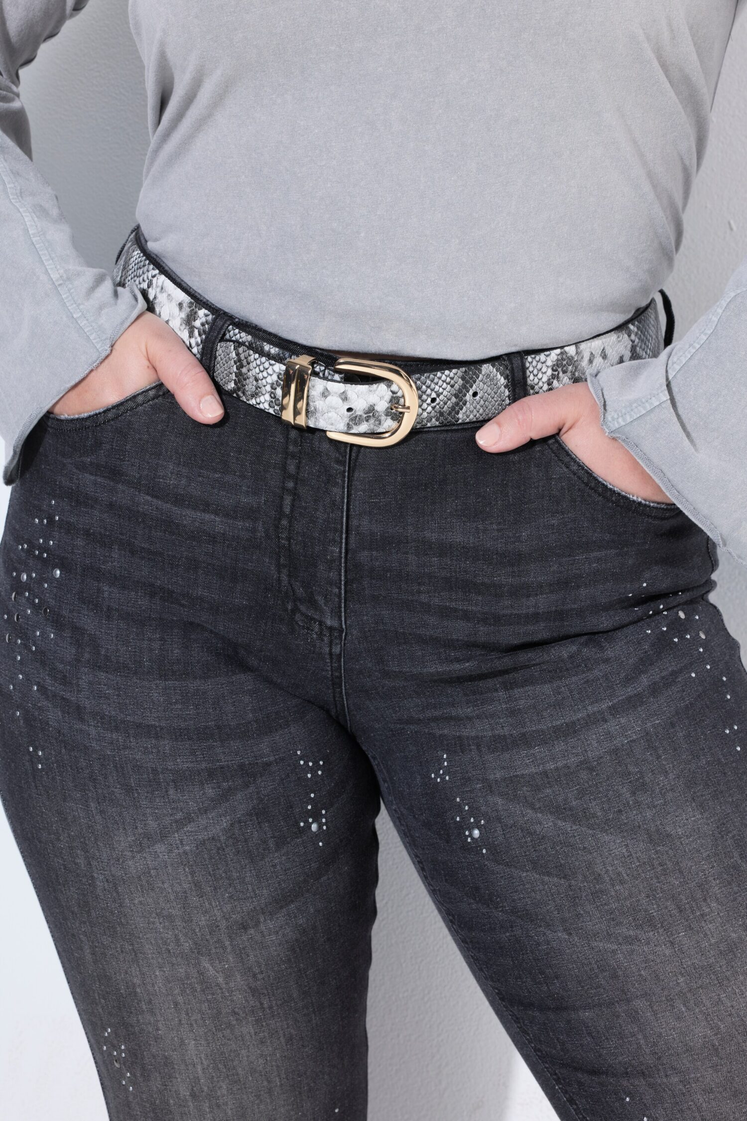 Ζώνη δερμάτινη με snake print