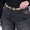 Ζώνη με snake print και χρυσή αγκράφα
