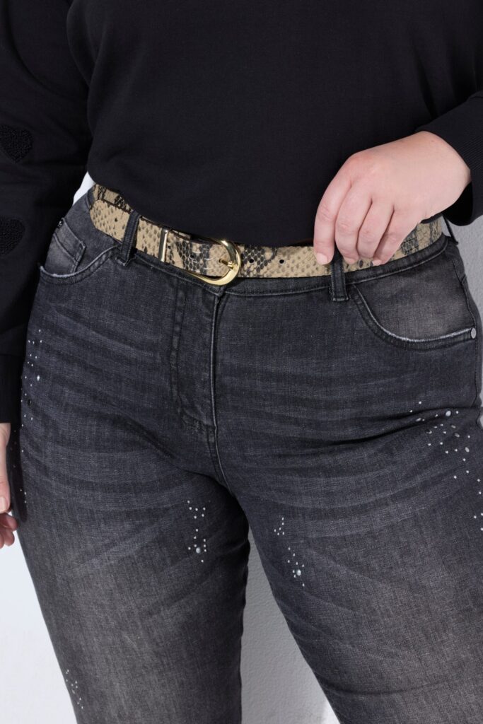 Ζώνη με snake print και χρυσή αγκράφα