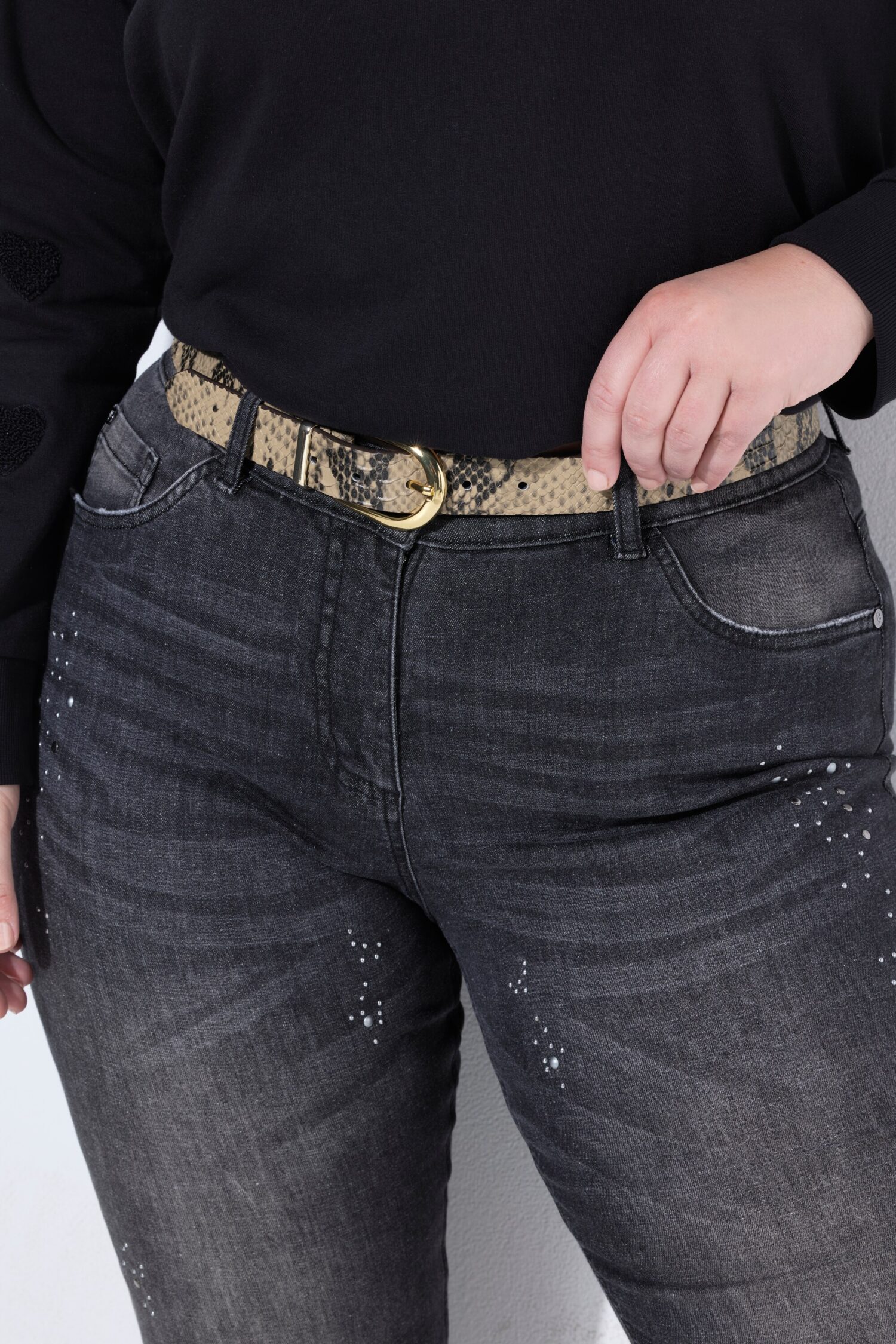 Ζώνη με snake print και χρυσή αγκράφα