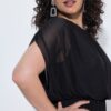 Φόρεμα μάξι αμάνικο με στρογγυλή λαιμόκοψη και balloon τοπ