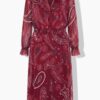 Φόρεμα μίντι σε γραμμή Α με paisley print και βολάν