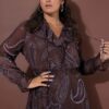 Φόρεμα μίντι σε γραμμή Α με paisley print και βολάν