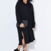 Φόρεμα ριμπ πλεκτό, oversized με γιακά πόλο