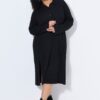 Φόρεμα ριμπ πλεκτό, oversized με γιακά πόλο