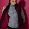 Γιλέκο  boucle με χαλαρή εφαρμογή και πλήρη επένδυση