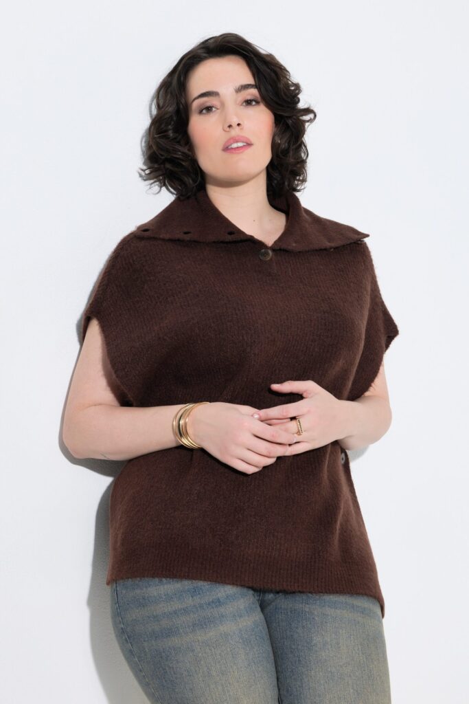 Γιλέκο πλεκτό ελαφρώς oversized με γιακά