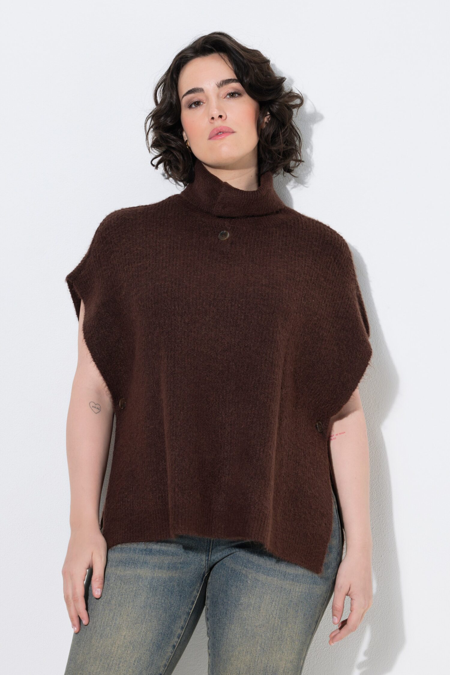 Γιλέκο πλεκτό ελαφρώς oversized με γιακά
