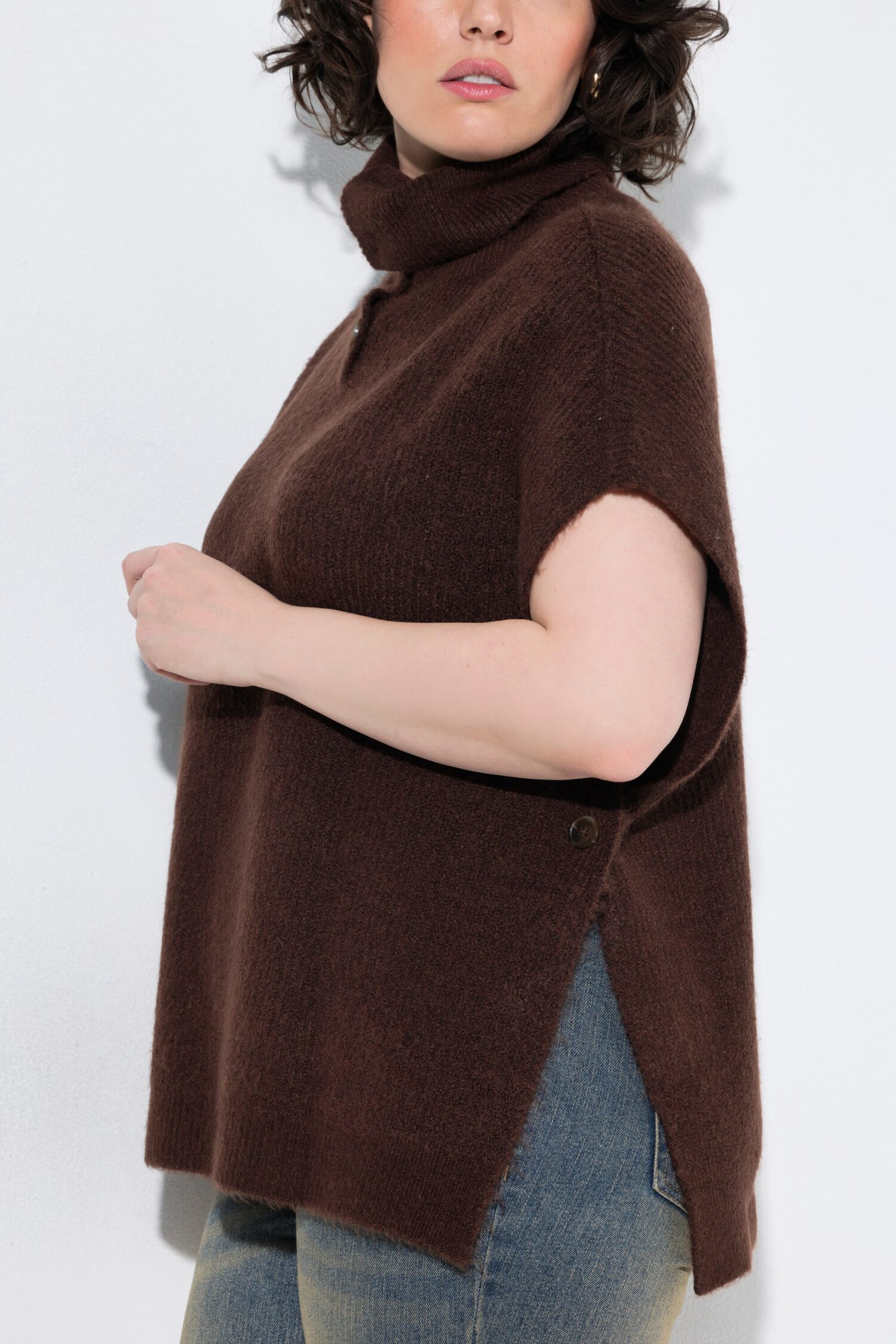 Γιλέκο πλεκτό ελαφρώς oversized με γιακά