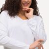 Μπλούζα basic με λαιμόκοψη V και μακριά μανίκια