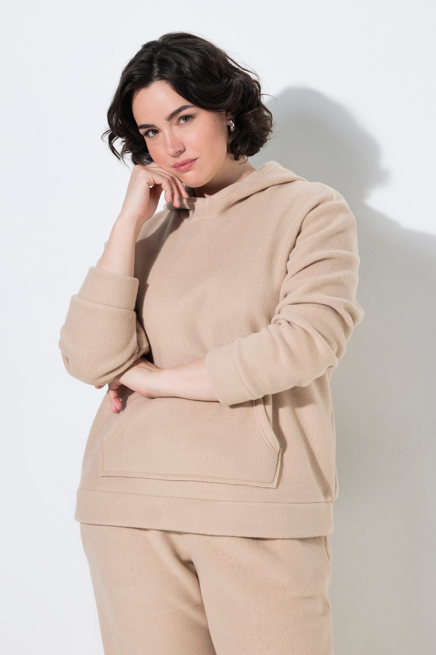 Μπλούζα φούτερ fleece με κουκούλα και τσέπη