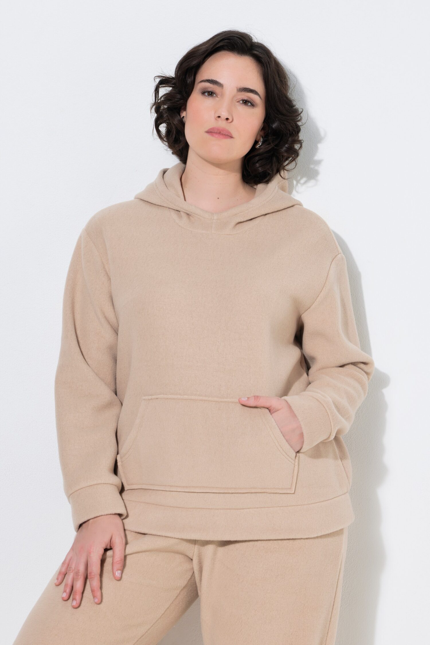 Μπλούζα φούτερ fleece με κουκούλα και τσέπη
