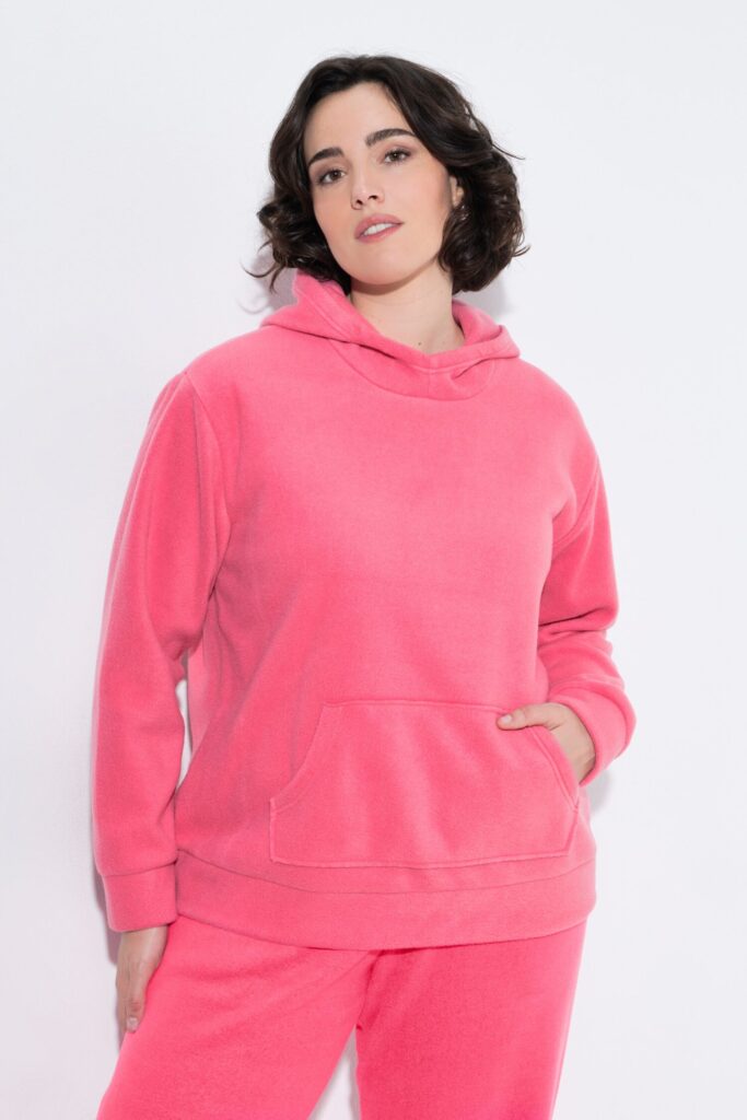 Μπλούζα φούτερ fleece με κουκούλα και τσέπη