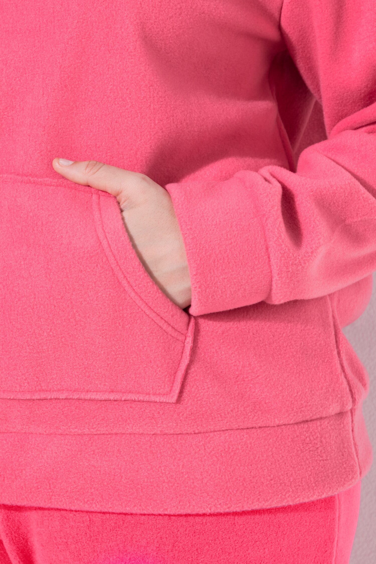 Μπλούζα φούτερ fleece με κουκούλα και τσέπη
