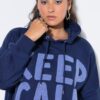 Μπλούζα φούτερ oversized με terry σχέδιο "KEEP CALM"