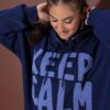 Μπλούζα φούτερ oversized με terry σχέδιο "KEEP CALM"