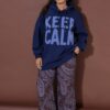 Μπλούζα φούτερ oversized με terry σχέδιο "KEEP CALM"