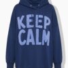 Μπλούζα φούτερ oversized με terry σχέδιο "KEEP CALM"