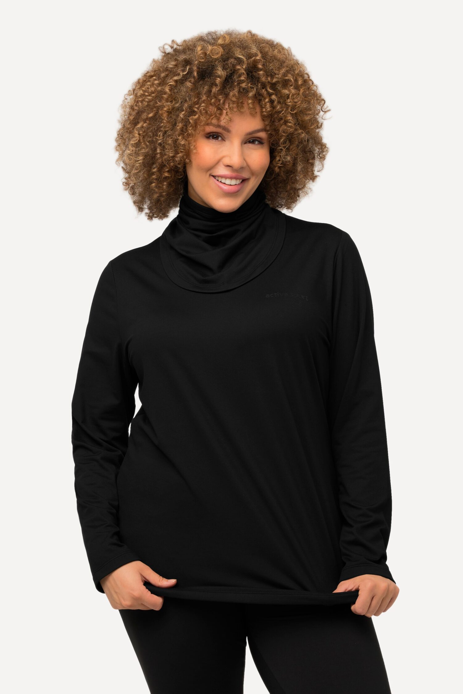 Μπλούζα με ασορτί λαιμό και μακριά μανίκια
