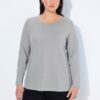 Μπλούζα με μακριά μανίκια, λεπτή, με στρογγυλή λαιμόκοψη