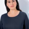 Μπλούζα με μακριά μανίκια, λεπτή, με στρογγυλή λαιμόκοψη