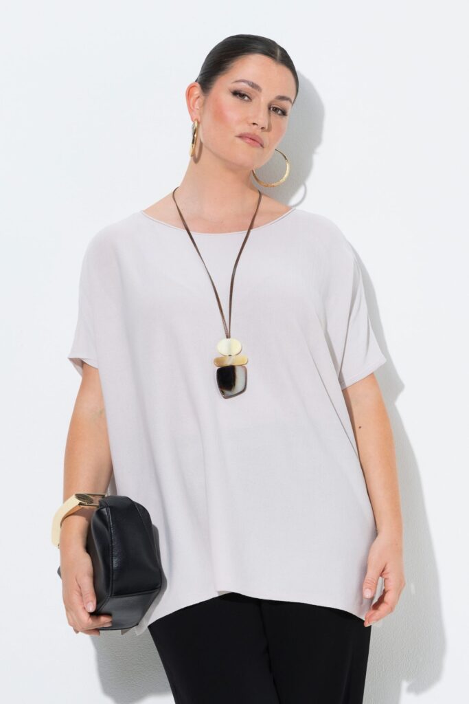 Μπλούζα oversized με φαρδιά, κοντά μανίκια