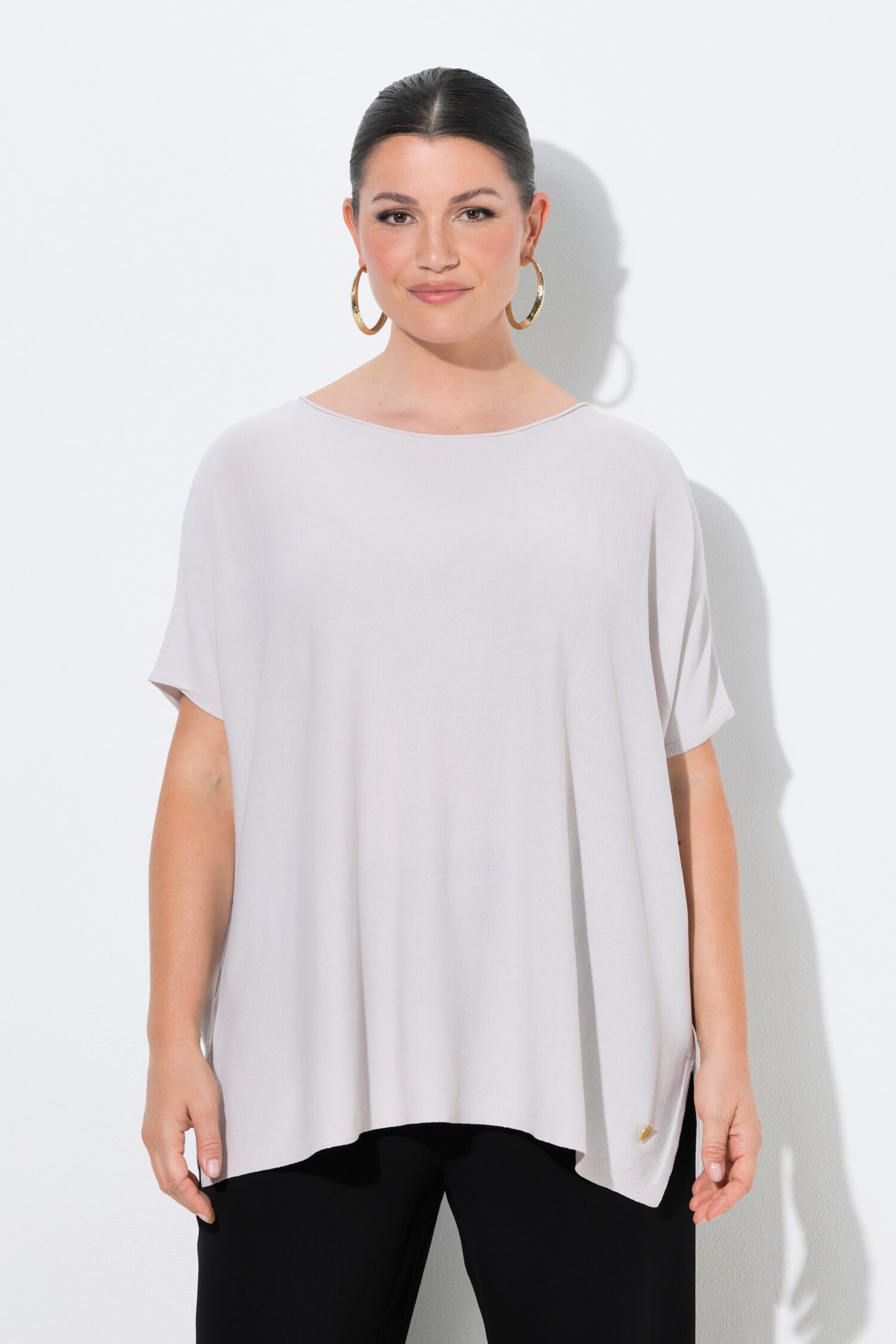 Μπλούζα oversized με φαρδιά, κοντά μανίκια