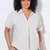 Μπλούζα oversized με γιακά και λαιμόκοψη V με στρας