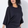 Μπλούζα oversized με κουμπιά στην πλάτη και φαρδιά μανίκια 3/4