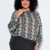 Μπλούζα oversized με snake print και κορδόνι στο τελείωμα