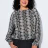 Μπλούζα oversized με snake print και κορδόνι στο τελείωμα