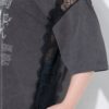 Μπλούζα oversized με στρογγυλή λαιμόκοψη κι ένθετα από δαντέλα