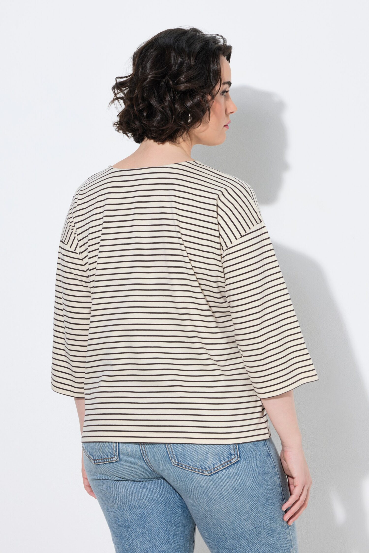 Μπλούζα oversized, ριγέ με κέντημα στο στήθος