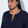 Μπλούζα σε γραμμή Α με μεταλλικούς κρίκους στη λαιμόκοψη