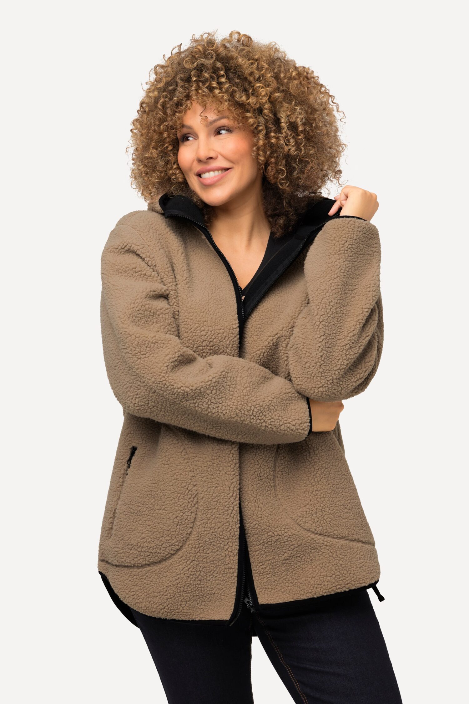 Μπουφάν, από μαλακό teddy fleece με κουκούλα