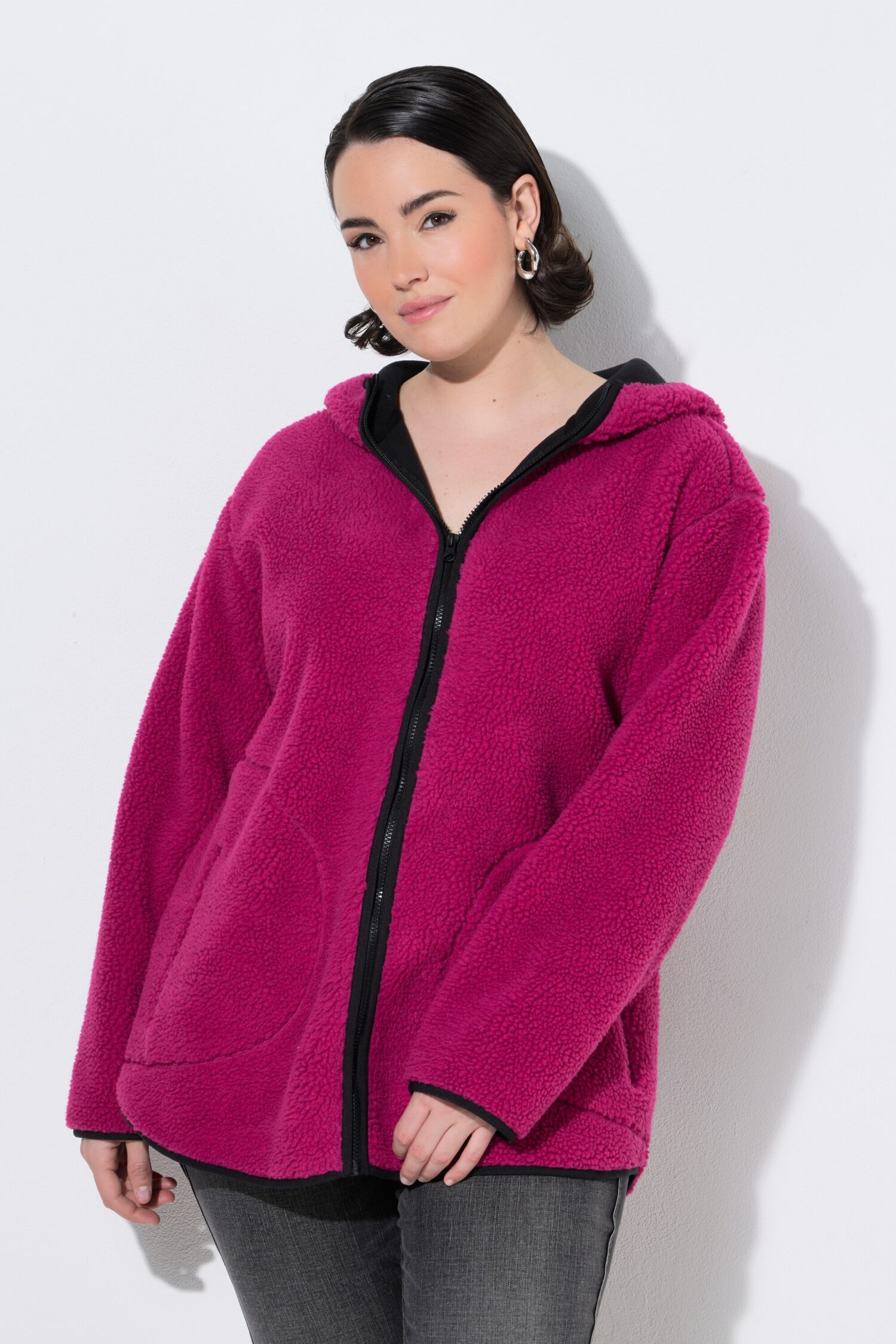 Μπουφάν, από μαλακό teddy fleece με κουκούλα
