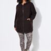 Μπουφάν teddy fleece σε γραμμή Α με κουκούλα και τσέπες