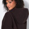 Μπουφάν teddy fleece σε γραμμή Α με κουκούλα και τσέπες
