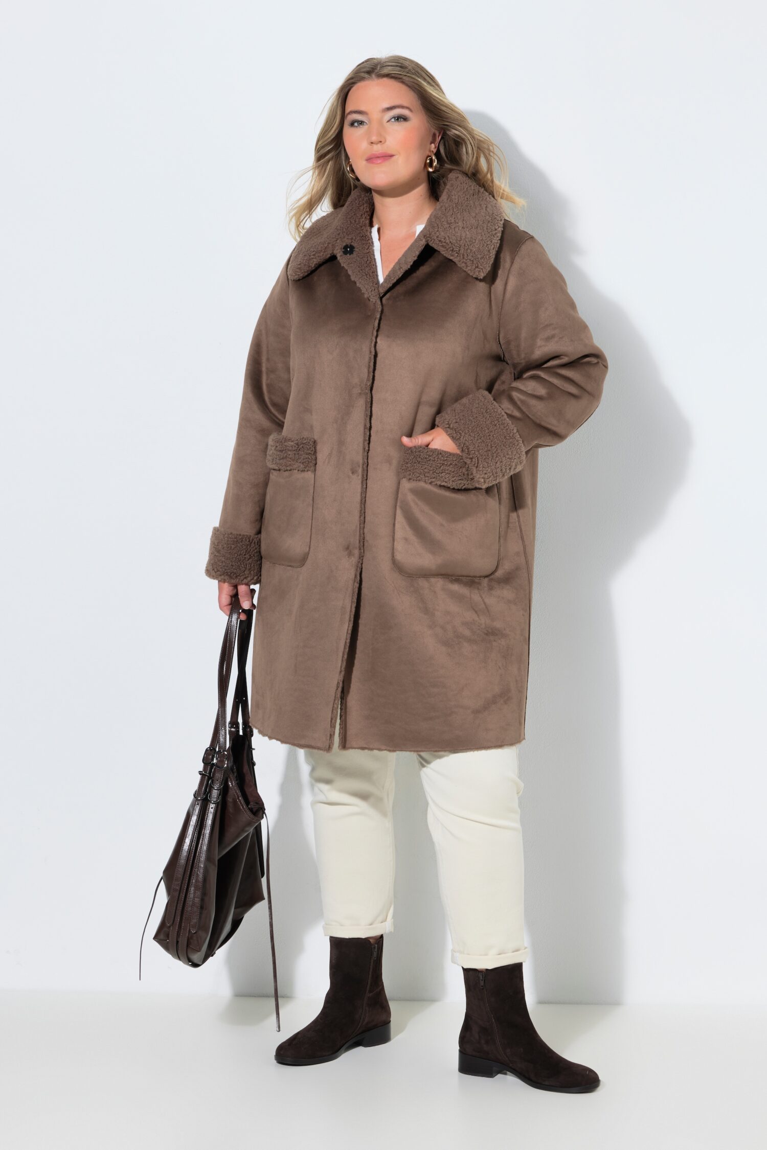 Παλτό διπλής όψης σε γραμμή Α με fleece γιακά