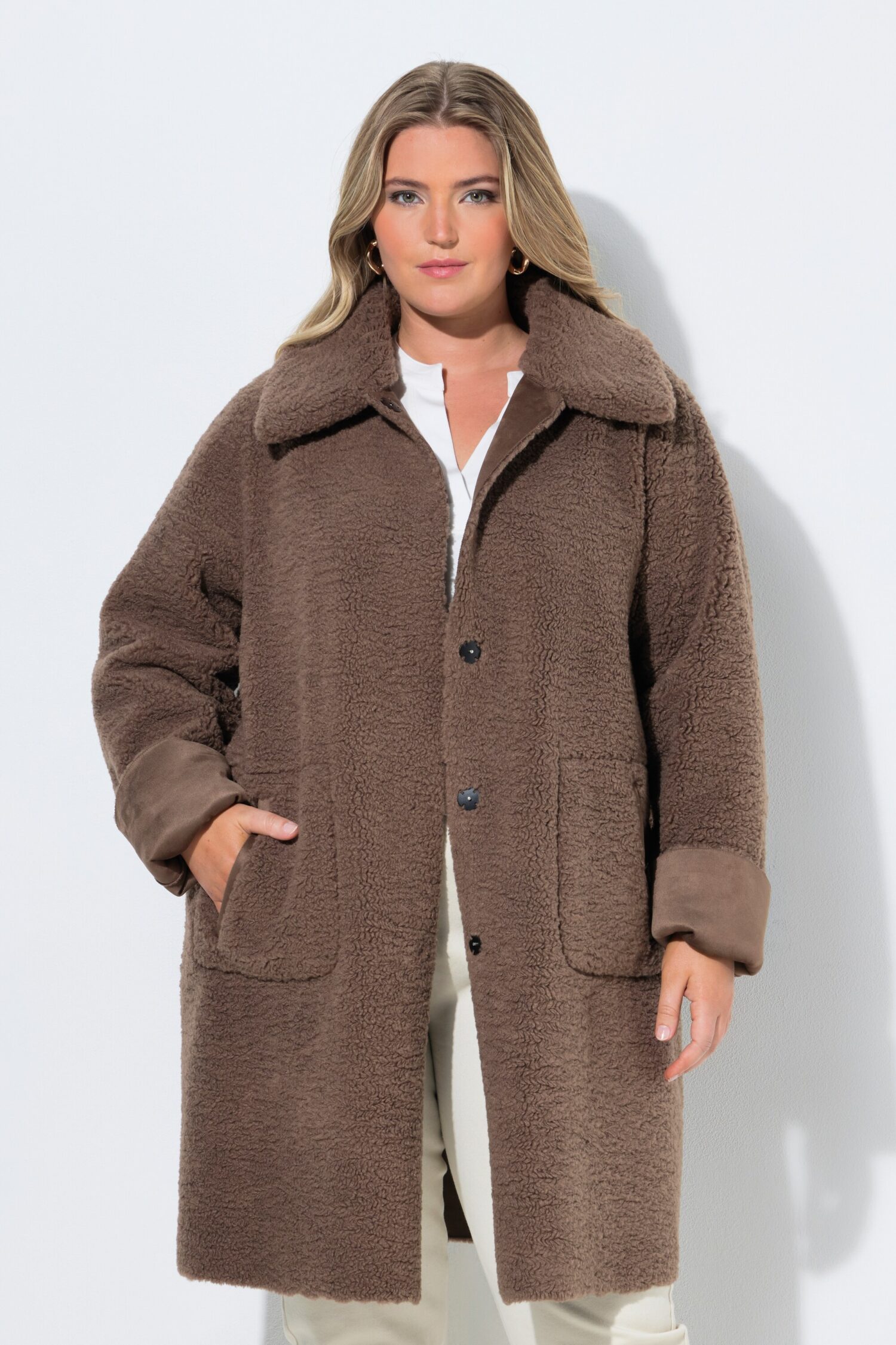 Παλτό διπλής όψης σε γραμμή Α με fleece γιακά