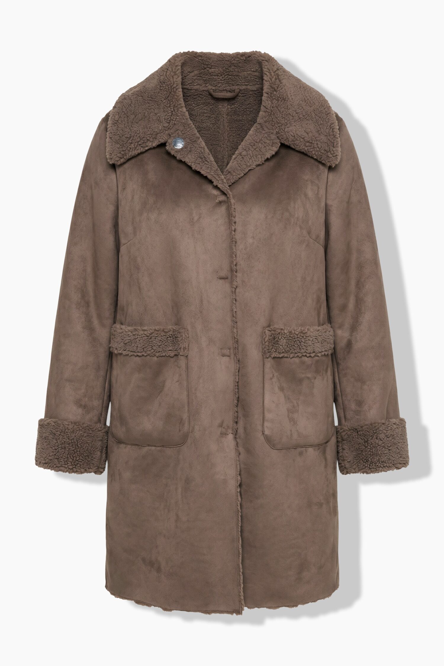 Παλτό διπλής όψης σε γραμμή Α με fleece γιακά