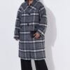 Παλτό καρό oversized με φαρδύ γιακά