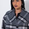 Παλτό καρό oversized με φαρδύ γιακά