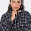 Πουκάμισο καρό oversized με πλαϊνά σκισίματα