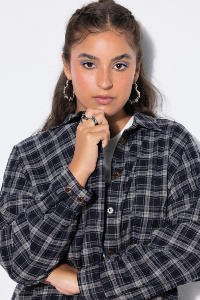 Πουκάμισο καρό oversized με πλαϊνά σκισίματα