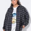 Πουκάμισο καρό oversized με πλαϊνά σκισίματα