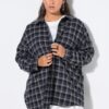 Πουκάμισο καρό oversized με πλαϊνά σκισίματα