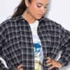 Πουκάμισο καρό oversized με πλαϊνά σκισίματα