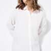 Πουκάμισο oversized με μακριά μανίκια και πλαϊνά σκισίματα