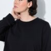 Μπλούζα με κλασική εφαρμογή, ασύμμετρο τελείωμα και δαντέλα
